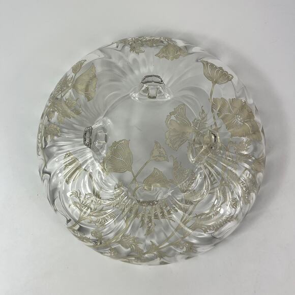 Crystal Silver Overlay Serving Dishes Set Cambridge Caprice Metallic Vintage 4PC - Picture 3 of 16